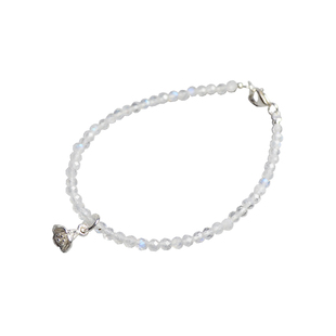 Ciel原创手作天然白色蓝月光石手链3mm极细切面拉长石脚链女项链