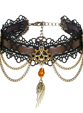 蒸汽大陆齿轮蕾丝项链脖圈choker