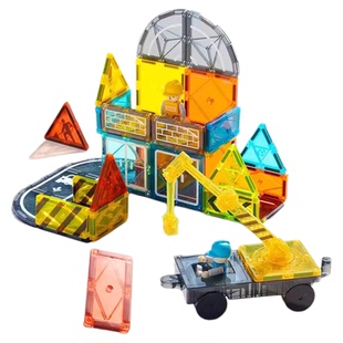 mideer弥鹿磁力片小小工程队彩窗强磁吸拼装积木生日礼物益智玩具