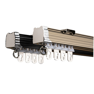 加厚铝合金窗帘轨道静音窗帘杆罗马杆单轨道双滑轨滑轮顶侧装重轨