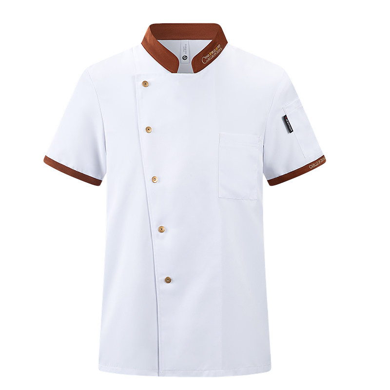 面点烘焙厨师服短袖饭店夏季工装后厨房薄款透气高端厨师工作服男