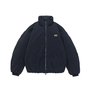 GOGOSOON棉衣外套男新款2025冬季藏青色质感双拉链休闲立领短款潮