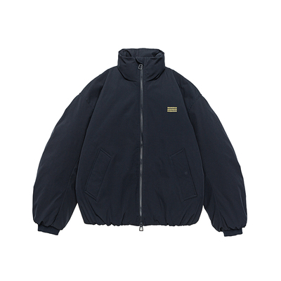 GOGOSOON棉衣外套男新款2025冬季藏青色质感双拉链休闲立领短款潮