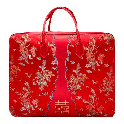 精美高档结婚贡缎刺绣被子收纳袋