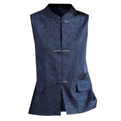 减龄气质纯色桑蚕丝中式国风马甲