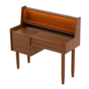 实木梳妆台卧室小户型化妆桌书桌一体现代简约化妆台梳妆桌中古风