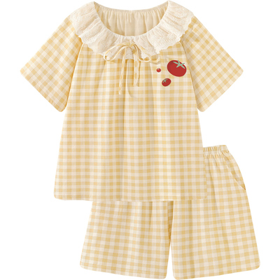 纯棉睡衣女款夏季超柔软薄款短袖