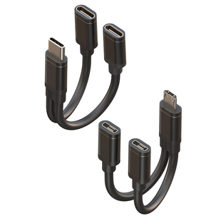 云梭一分二两块太阳能电池板充电器给一个监控备用供电充电TypeC安卓Micro超短10厘米加长5米双电源监控线