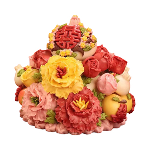 结婚喜饽饽订婚花馍喜字石榴馒头出嫁压箱鱼婚礼摆盘糕点伴手礼