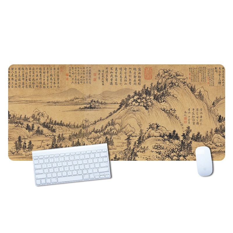 桌面键盘古风加厚大号锁边鼠标垫