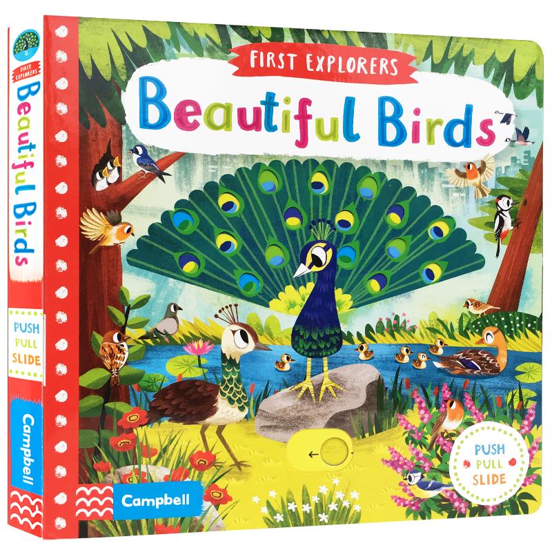 英文原版绘本First Explorers: Beautiful Birds美丽的鸟儿机关操作纸板书幼儿科普认知趣味玩具书动手锻炼游戏玩具童书0-6岁