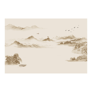 墙纸定制3d立体中式山水电视背景墙壁布油画壁纸客厅装饰墙布壁画