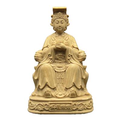 小叶黄杨木精雕天后妈祖娘娘坐像