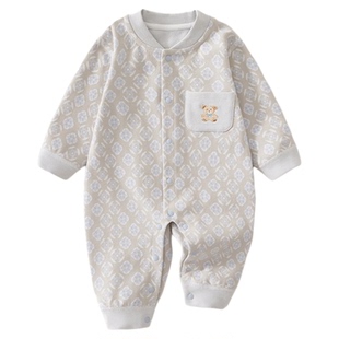 婴儿衣服秋季连体衣宝宝秋装男宝长袖哈衣爬服婴幼儿外出服贴身a
