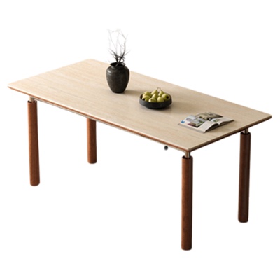 木小咖 实木岩板餐桌小户型复古中古风维亚长方形哑光洞石饭桌