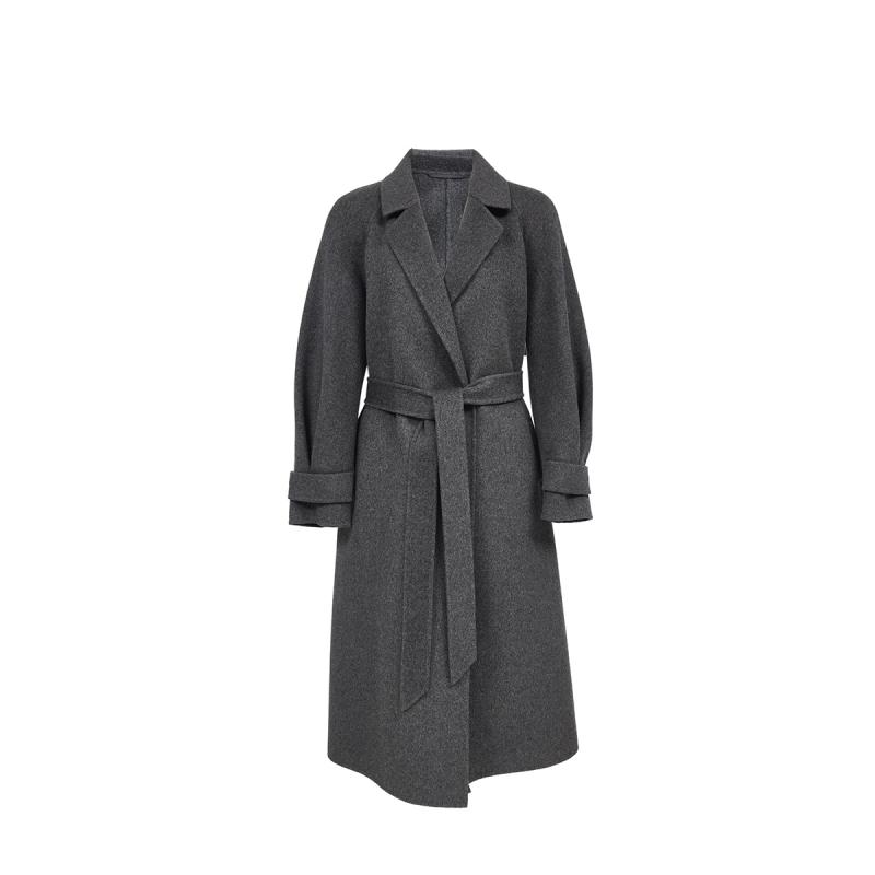 绫致Vero Moda毛呢大衣2025秋冬新款腰带纯绵羊毛双面呢外套