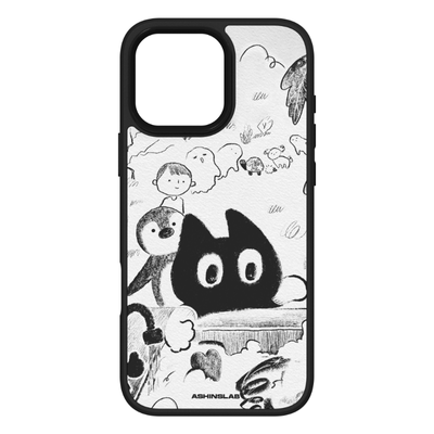 [请排队]原创涂鸦猫适用iPhone17ProMax手机壳MagSafe磁吸苹果16Pro大孔黑边磨砂15p手机壳13趣味14高级感