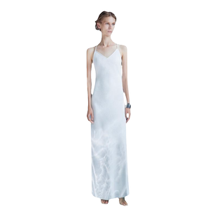 TU女装 进口亚麻V领优雅吊带连衣裙松弛感舒适穿搭老钱度假风裙子