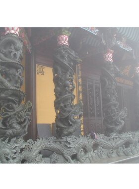 大型花岗岩石龙柱加工 寺庙景观龙柱石雕厂家 广场石华表龙柱价格