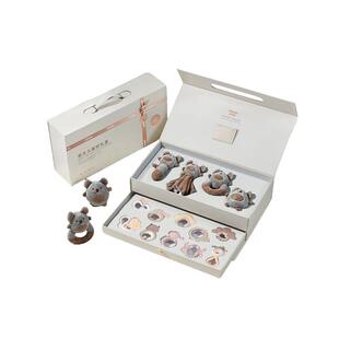 新生婴儿见面礼物手摇铃礼盒宝宝满月牙胶可咬0-6个月1岁安抚玩偶