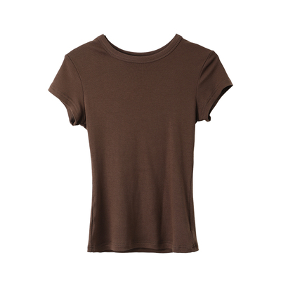 2026春夏新款圆领短袖T恤女修身显瘦高级感校园风百搭基础款上衣