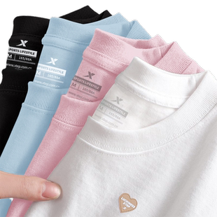 特步短袖T恤女款纯棉2026新款春季宽松上衣跑步休闲打底半袖运动t