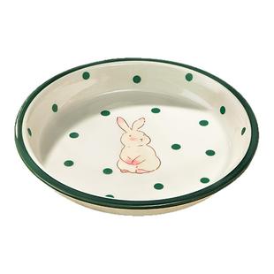 墨色可爱兔子儿童饭碗盘子好看的卡通吃饭碗面碗杯子2025新款餐具