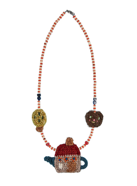 入会享8-9折 小黄香蕉手钩水壶项链女红色新年节日礼物长款毛衣链