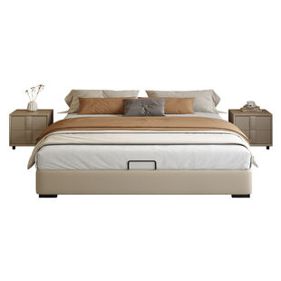馨佰利榻榻米1米8主卧双人皮床2026新款简约卧室大床储物功能皮床