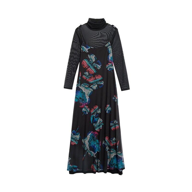 【LACROIX联名】Desigual26春夏新品两件套抽象印花高领连衣裙