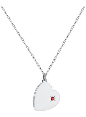 纯银红色水晶心形吊坠项链官方店