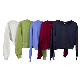 luqi lulu秋冬perfectly oversized瑜伽运动休闲短款圆领卫衣女