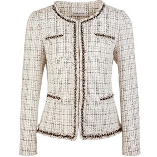 名师路粗花呢小香风外套女新款冬季长袖绵羊毛圆领修身通勤上衣