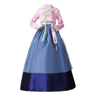 延吉绣花朝鲜服族女传统韩国宫廷古装高腰大长今韩服改良舞蹈表演