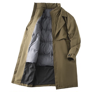 羽绒风衣！千元级！高蓬松90鸭绒！秋冬男士气质中长款保暖羽绒服