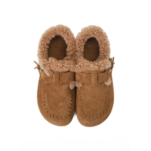 Chio2nd南风 4CM增高勃肯鞋女鞋冬厚底加绒超软糯叽叽一脚蹬鞋子