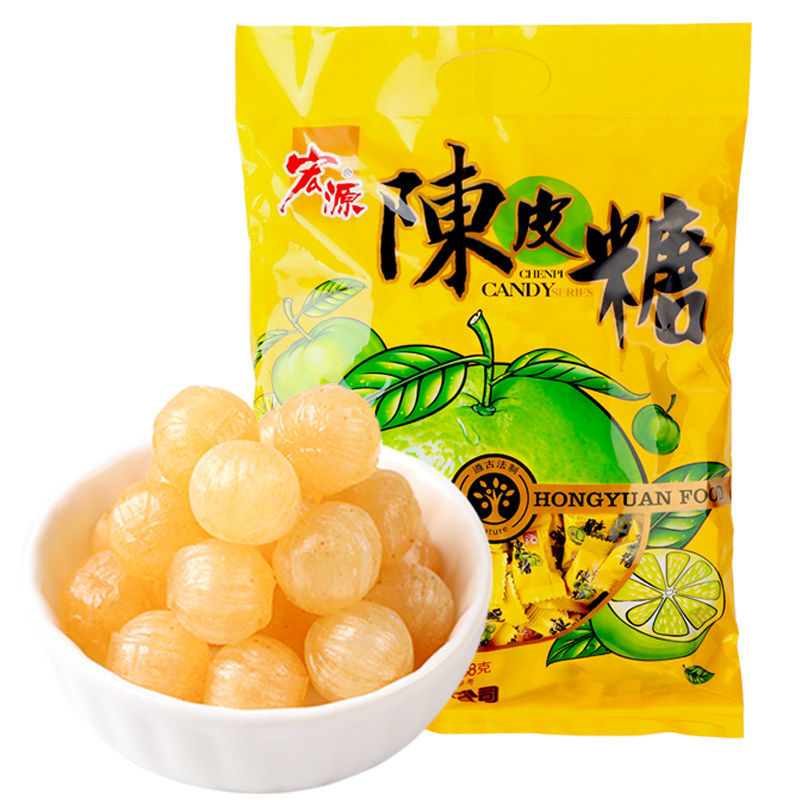 喜糖355g怀旧整箱包邮宏源陈皮糖