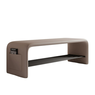 意式轻奢长凳双层鞋架版高级感真皮门口换鞋凳鞋柜卧室一体沙发凳