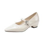 哈森法式方头玛丽珍鞋女真皮浪花褶皱时尚单鞋2026新款HWS260157