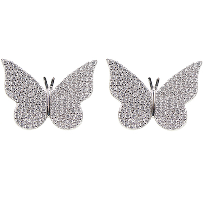 满钻蝴蝶嘻哈风ins耳钉男女同款