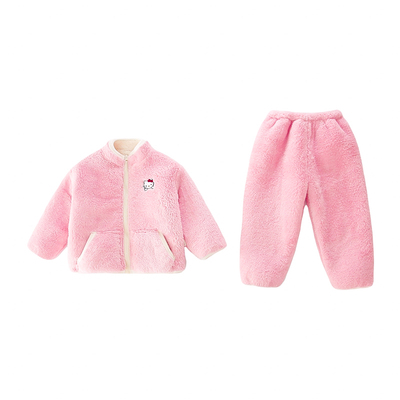 女童珊瑚绒保暖家居服套装