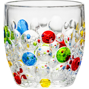 创意欧式彩绘浮雕泡泡玻璃杯夏季冰镇饮料果汁杯洋酒威士忌啤酒杯