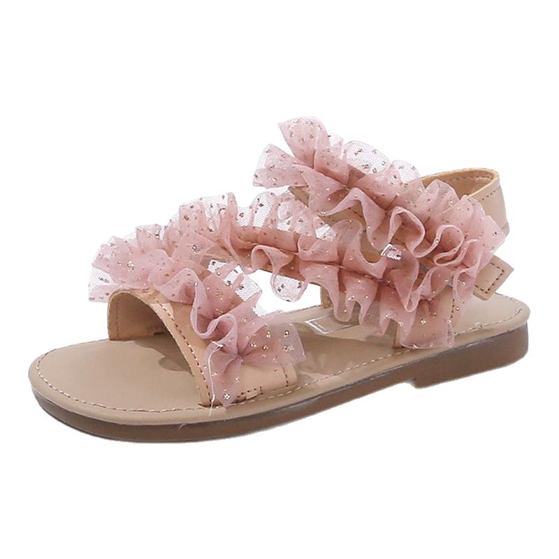 小朋友夏天鞋子网纱魔术贴女童凉鞋儿童夏季鞋子露趾软底童鞋1081