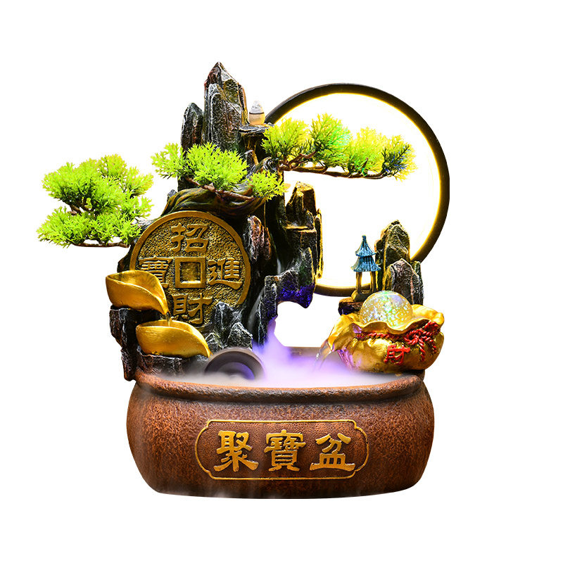 招财风水轮聚宝盆喷泉流水摆件