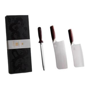 苏拉食光大马士革不锈钢菜刀切片刀砍骨刀厨房家用刀具套装磨刀