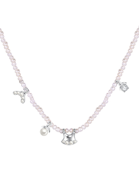 迷你衣架小衣服银镀金珍珠项链