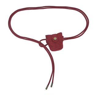 红色小腰包腰绳女装饰毛衣配牛仔裤裙子复古麂皮绒面腰带女配饰