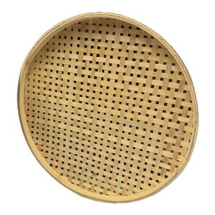 竹编晾晒筛子竹家用扁竹编簸箕手工竹筲箕有孔竹编竹筛有孔筛子