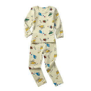 源自kidspie男女宝宝内衣弹力磨毛秋衣裤儿童家居服羊毛拉架睡衣