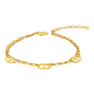 亚一黄金足金999几何时尚手链猪鼻子小众设计轻奢手足链百搭通勤